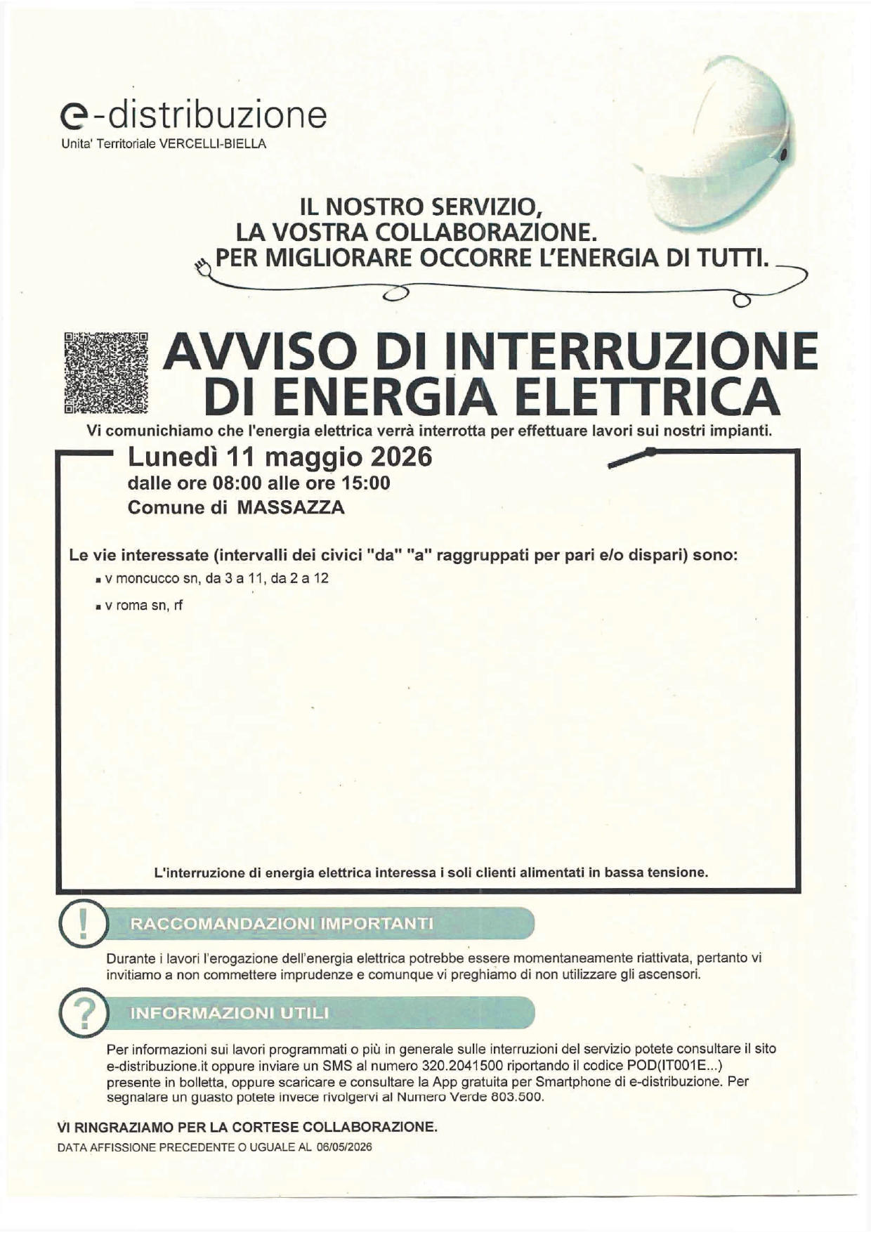 interruzione energia elettrica